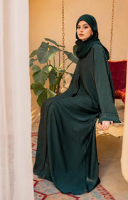 GREEN SABLE FRONT OPEN ABAYA
