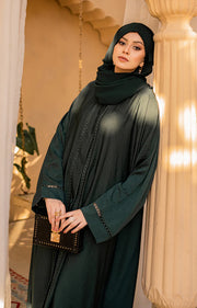 GREEN SABLE FRONT OPEN ABAYA