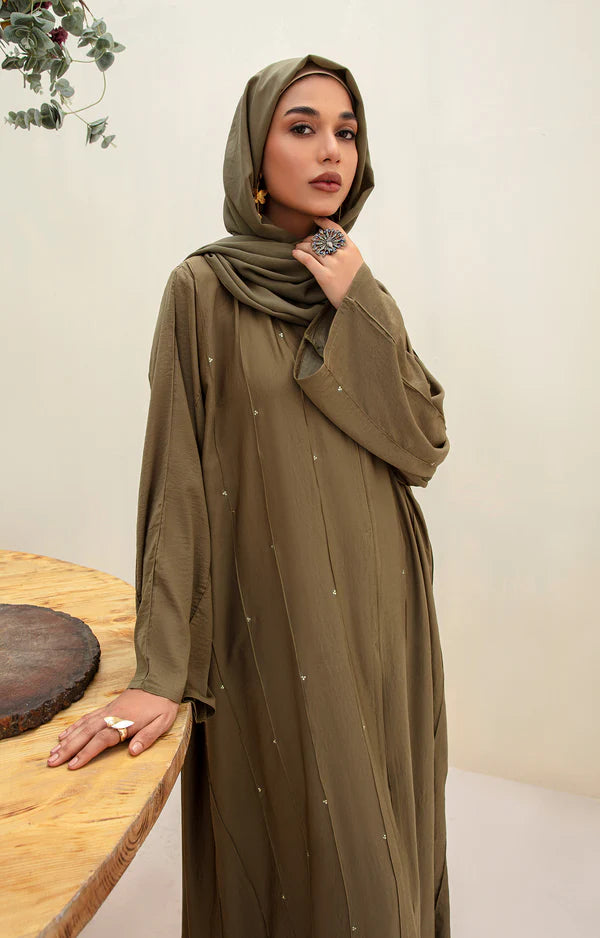 OLIVE IRENE FRONT OPEN ABAYA