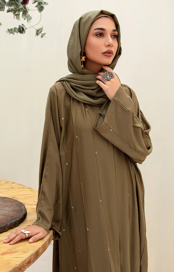 OLIVE IRENE FRONT OPEN ABAYA