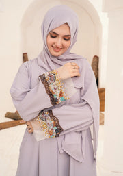 Nasmah Embellished Light Lilac Abaya