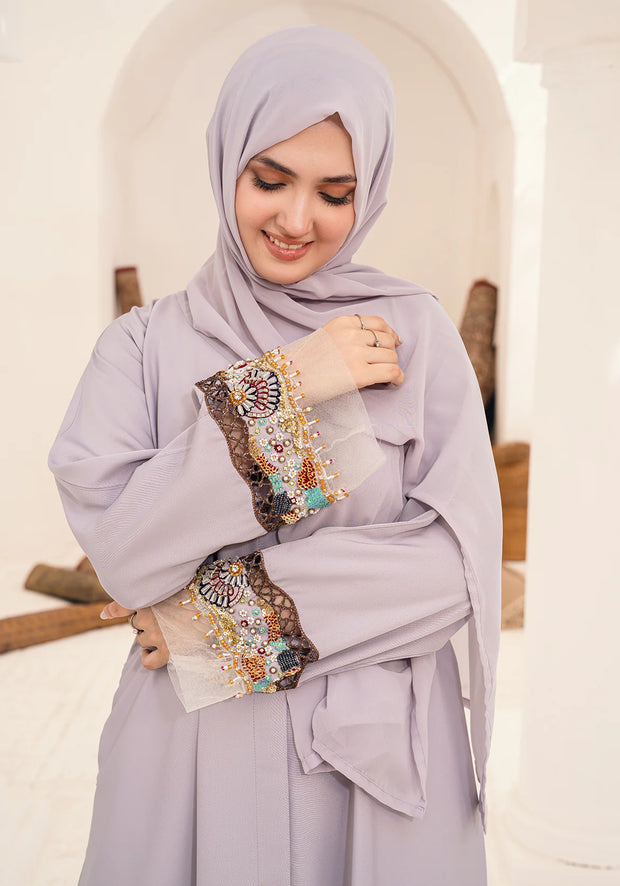 Nasmah Embellished Light Lilac Abaya
