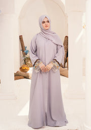 Nasmah Embellished Light Lilac Abaya