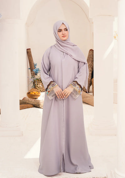 Nasmah Embellished Light Lilac Abaya