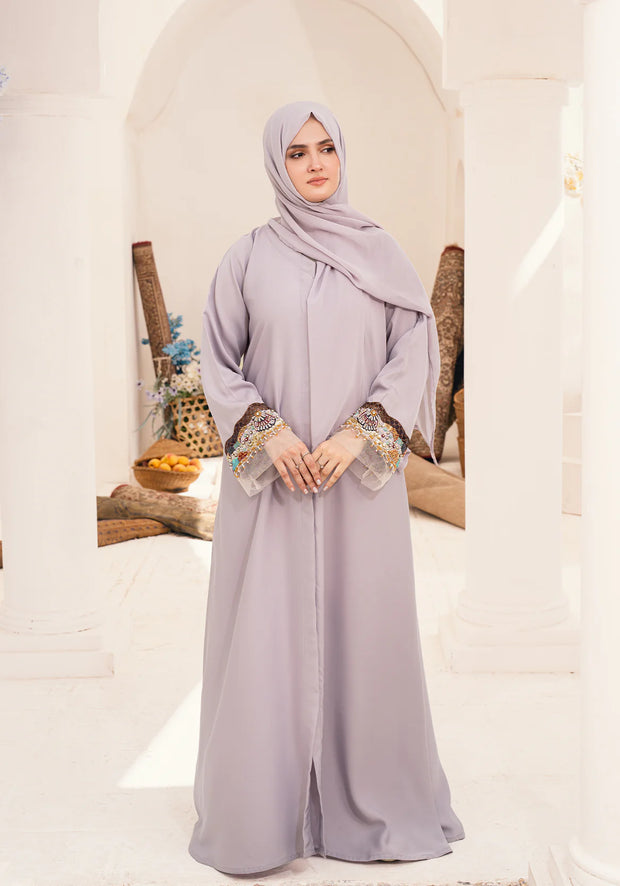 Nasmah Embellished Light Lilac Abaya