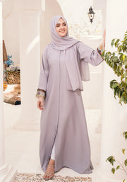 Nasmah Embellished Light Lilac Abaya